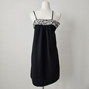 Prairie embellished jewel black dress